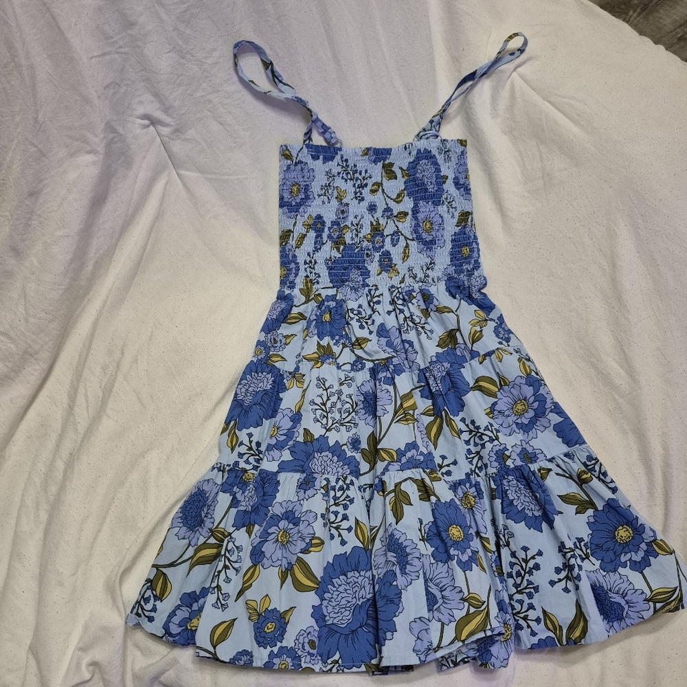 Steve Madden Blue Floral Smocked Dress